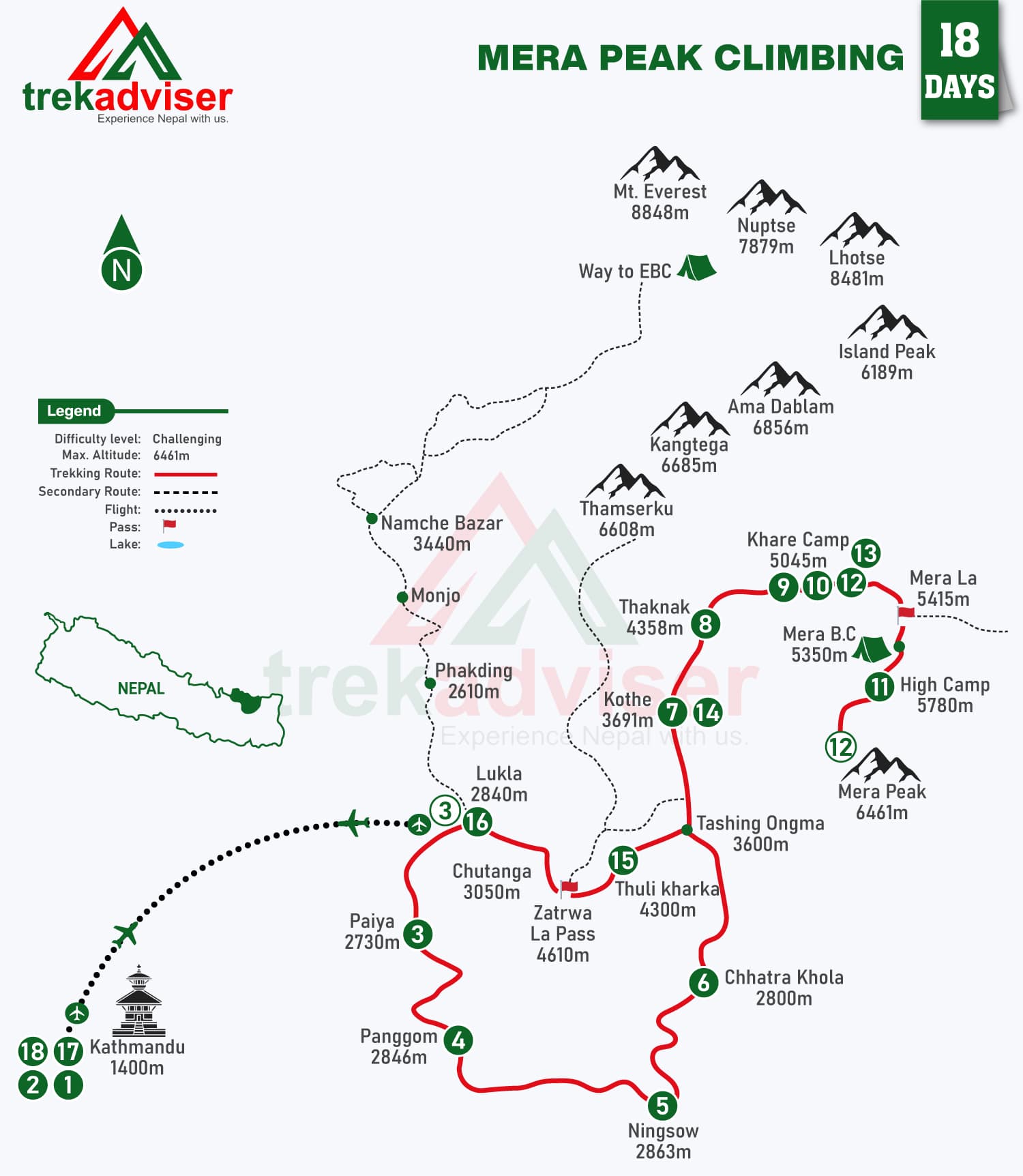 Mera Peak Climbing route map