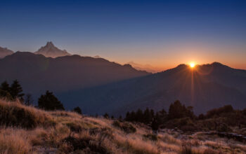 Sunset during Ghorepani Poonhill trek