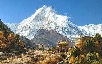 Mt. Manaslu seen during Manaslu region trek